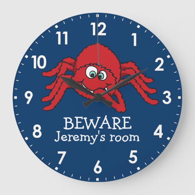 Fun kids spider beware named wall clock (Front)