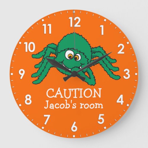 Fun kids spider caution named wall clock