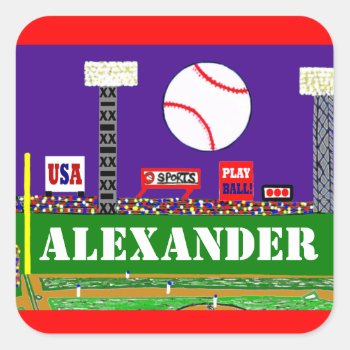 Fun Kids Sport Personalized Baseball Stickers Gift by kidssportsfunstuff at Zazzle