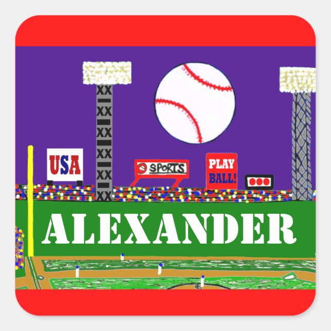 Fun Kids Sport Personalized Baseball Stickers Gift (Front)