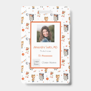 Fun Kids with Costumes Pattern Pediatrician ID Badge