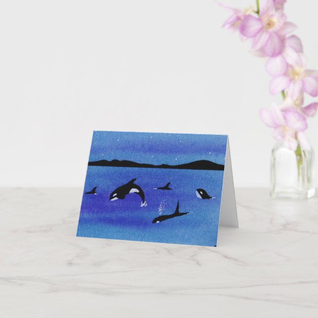 Fun Killer Whales Card (Orchid)