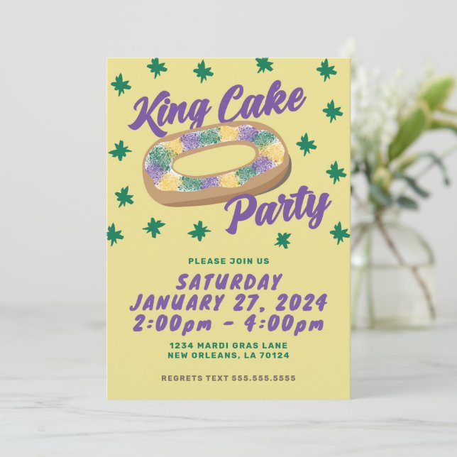 Fun King Cake Party  Invitation (Standing Front)