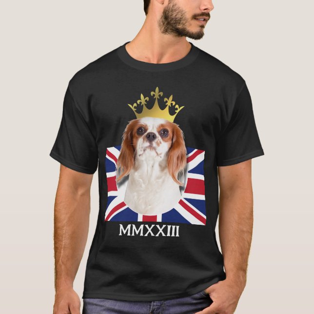 Fun KING CHARLES Spaniel Union Jack T-Shirt (Front)