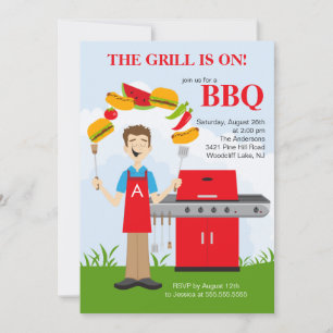 Fun King of the Grill Barbecue Party invitation