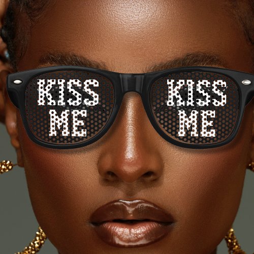 Fun Kiss Me Party Bold Letter Black Retro Sunglasses
