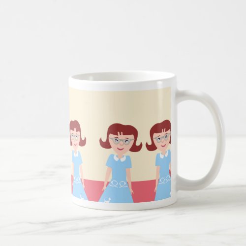 Fun Kitschy Fifties Gal Cute Retro Illustration Coffee Mug