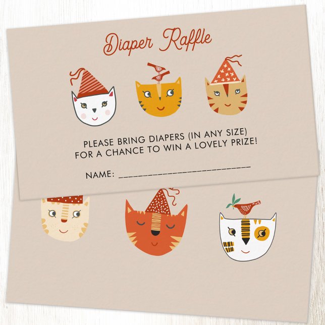 Fun Kitty Cat Baby Shower Diaper Raffle Enclosure Card (Fun kitty cat party baby shower diaper raffle enclosure card)