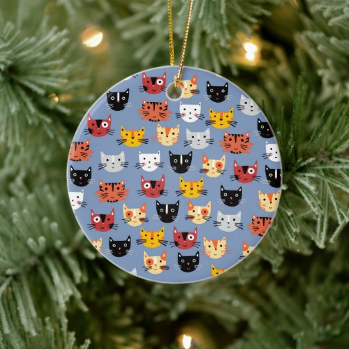 Fun Kitty Cat Ceramic Ornament