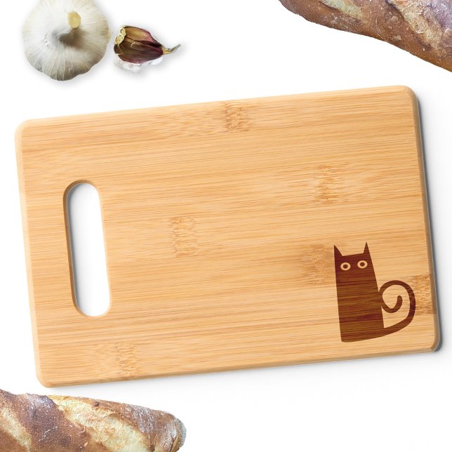 Fun Kitty Cat Engraved Cutting Board (Fun Kitty Cat bamboo cutting board)