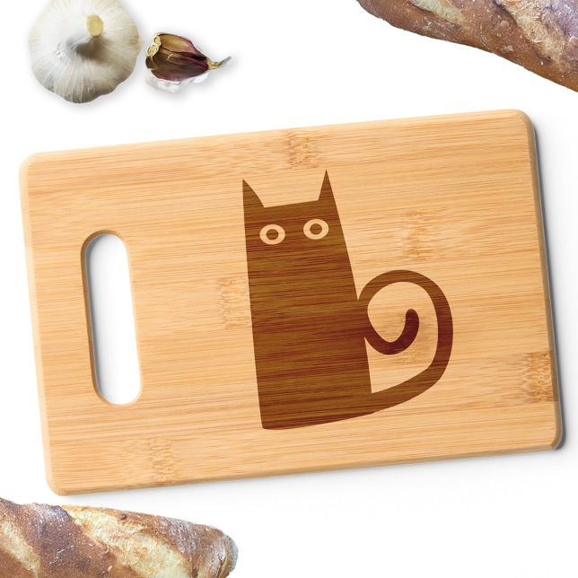 Fun Kitty Cat Engraved Cutting Board (Fun cat cutting board for animal lovers.)