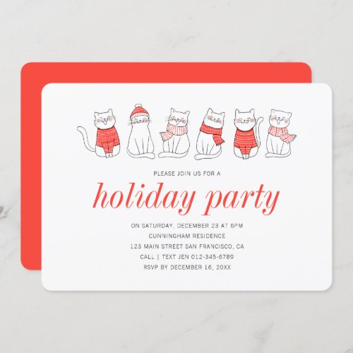 Fun Kitty Cat Party Holiday Party Invitation