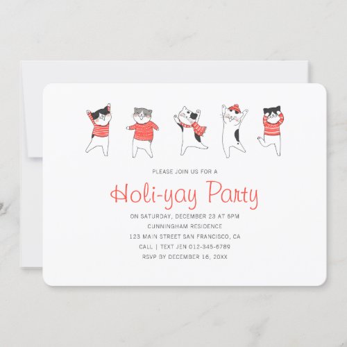 Fun Kitty Cat Party Holiday Party Invitation