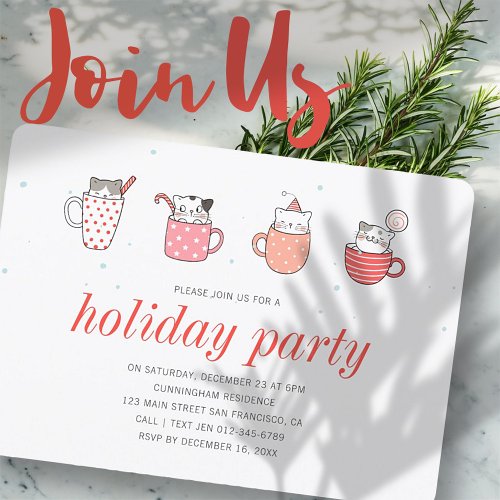 Fun Kitty Cat Party Holiday Party Invitation