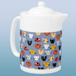 Fun Kitty Cat Pattern Teapot<br><div class="desc">Lots of lovely little cats for animal lovers.  Original art by Nic Squirrell.</div>