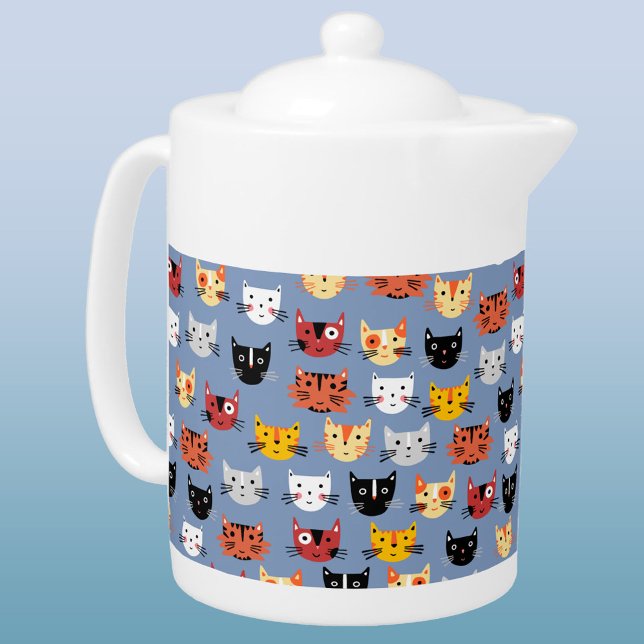 Fun Kitty Cat Pattern Teapot (Fun kitty cat pattern teapot)