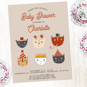 Fun Kitty Cat Personalized Baby Shower Invitation Postcard