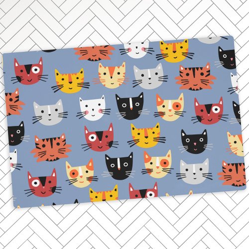 Fun Kitty Cats Food and Water Pet Mat