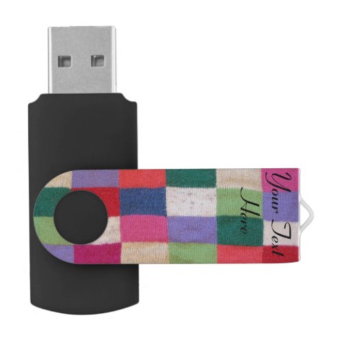 fun knitted patchwork colorful traditional design USB flash drive