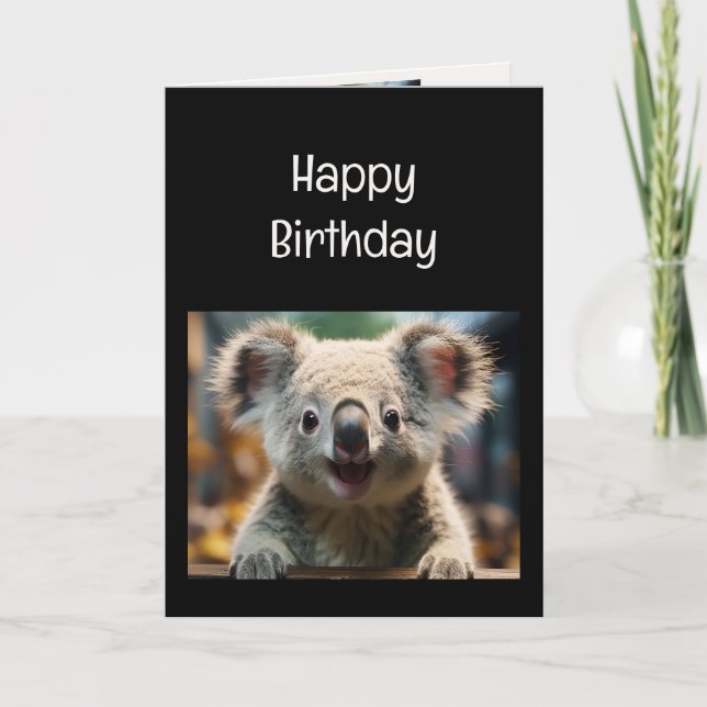 Fun Koala Bear Koala-tea Birthday Animal Humor Card (Front)
