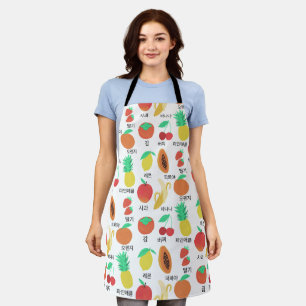Fun Korean Texts Fruits & Veggies Unique Healthy Apron