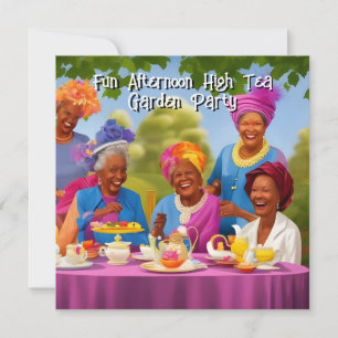 Fun Ladies Afternoon High Tea Garden Party ethnic Invitation