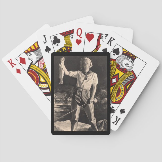 Fun lady Fishing van travel camper playful games Poker Cards (Back)