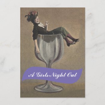 Fun Lady In Glass Girls Night Out Invitations by layooper at Zazzle