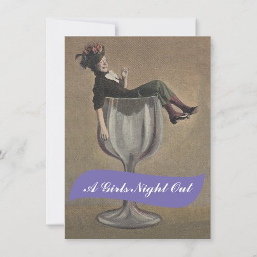 Fun Lady in Glass Girls Night Out Invitations