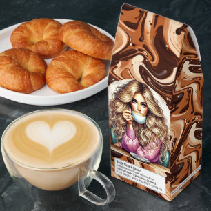 Fun lady word art  roasted coffee