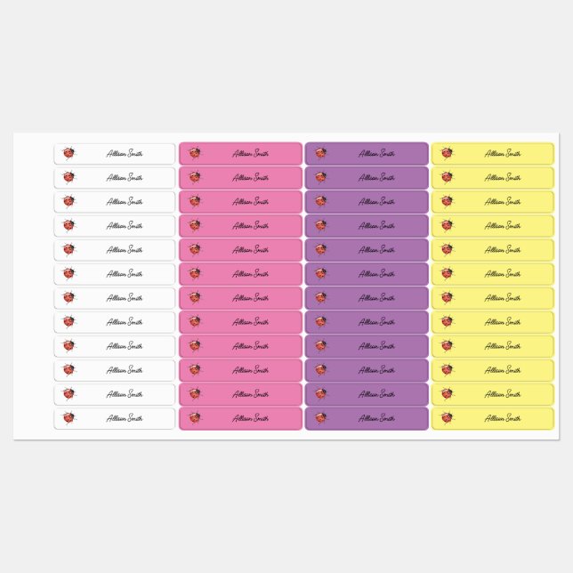Fun Ladybug Kids Name Kids' Labels (Sheet)
