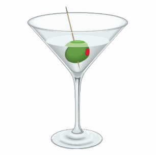 Fun Large Cocktail Party Martini Glass with Olive Statuette