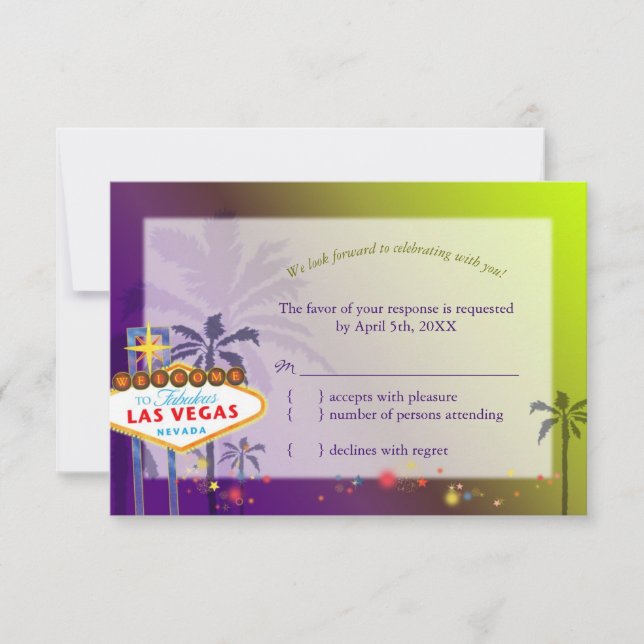 Fun Las Vegas Destination Wedding RSVP Card (Front)