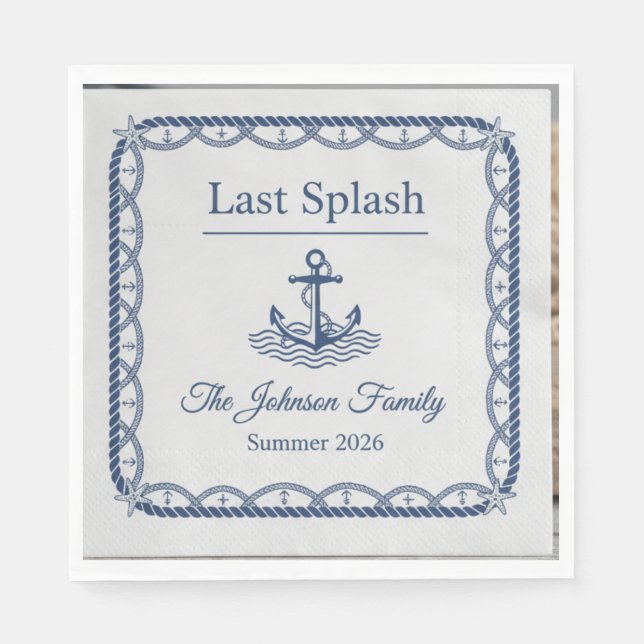 Fun Last Splash End of Summer Backyard BBQ Paper N Napkins (Front)