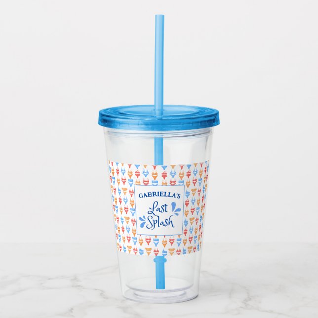 Fun "Last Splash" Theme Personalized Bachelorette Acrylic Tumbler (Front)
