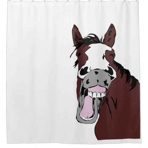 Fun Laughing Horse Cartoon Farm Animal art Shower Curtain