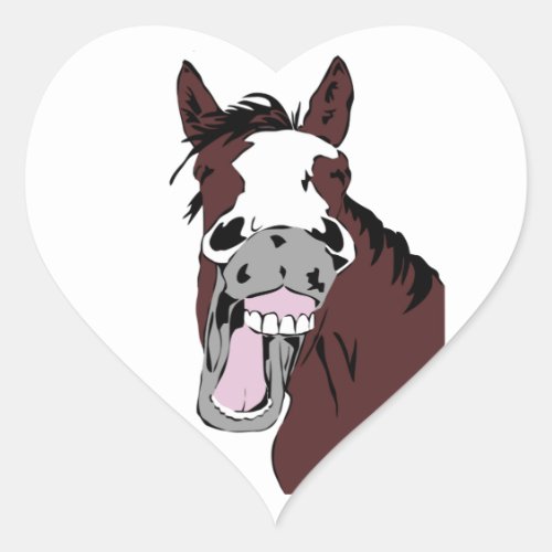 Fun Laughing Horse Head Logo Heart Sticker