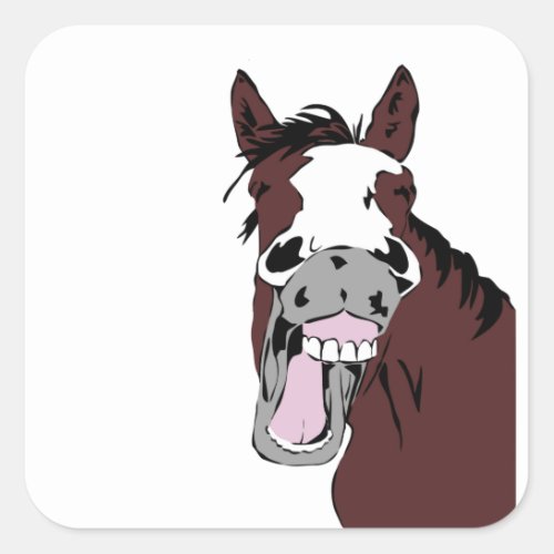 Fun Laughing Horse Head Logo Square Sticker