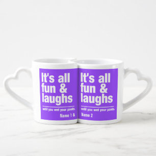 FUN & LAUGHS custom color couple's mugs