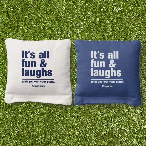 FUN  LAUGHS custom names Cornhole Bags