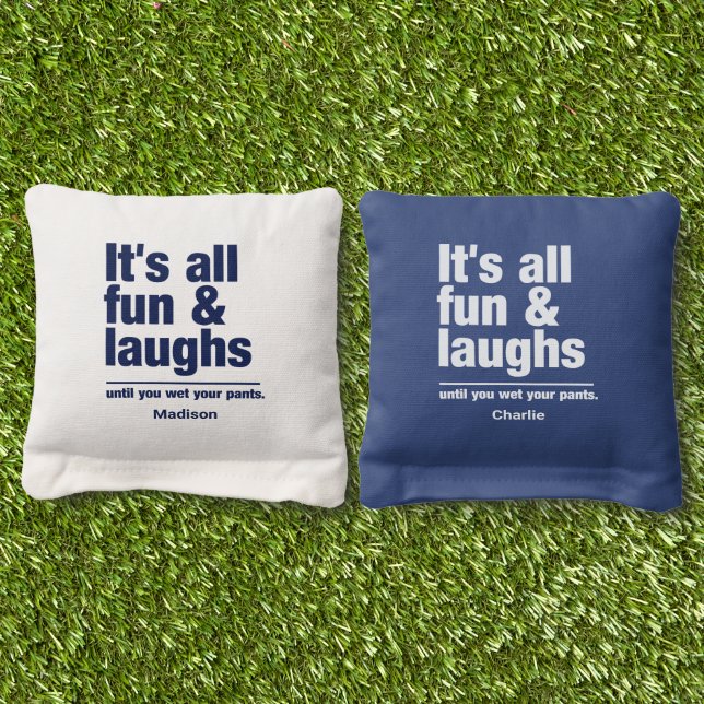 FUN & LAUGHS custom names Cornhole Bags (Grass)