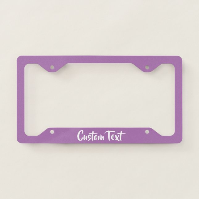 Fun Lavender and White Script Text Template License Plate Frame (Front)