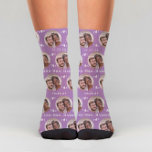 Fun Lavender Newlyweds Photo Pattern  Socks<br><div class="desc">These fun lavender newlyweds photo pattern wedding socks feature the couple's photo and white hearts in an offset pattern and their names and wedding date! These are perfect for the groom as he walks down the aisle, as a gift for the bride or bridal party favor, or as a bridal...</div>
