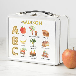 Fun Learning ABC’s Apple Banana Carrot Name  Metal Lunch Box