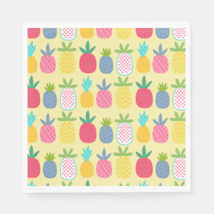 Fun lemon colourful pineapple patterned napkins
