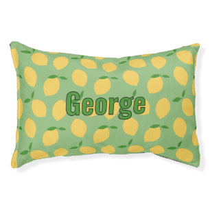 Fun Lemon Green Personalize Pet Name Bed