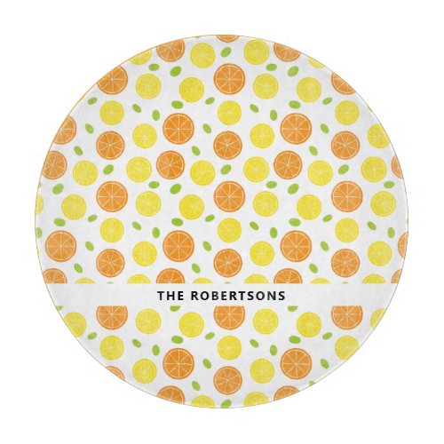 Fun Lemon Orange and Grape Fruit Personalized Cutting Board