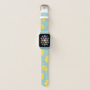Fun Lemons Pattern Monogrammed Apple Watch Band