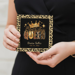 Fun Leopard Birthday Queen Fifty Birthday Invitation