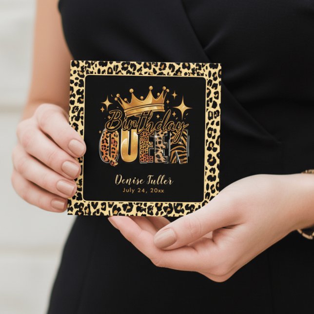 Fun Leopard Birthday Queen Fifty Birthday Invitation (Creator Uploaded)
